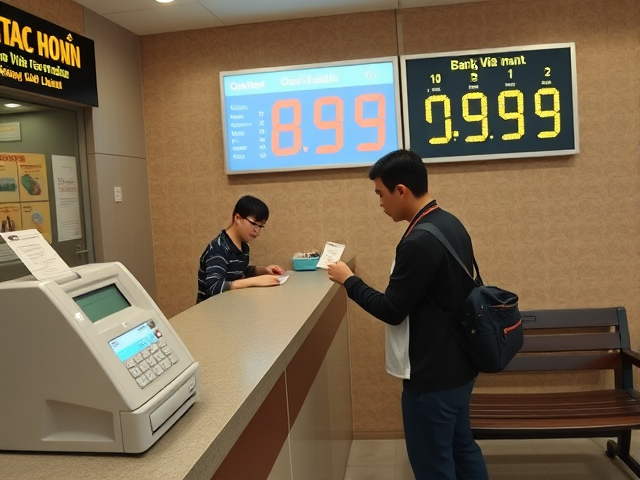 Hệ thống xếp hàng vật lý tại quầy ngân hàng